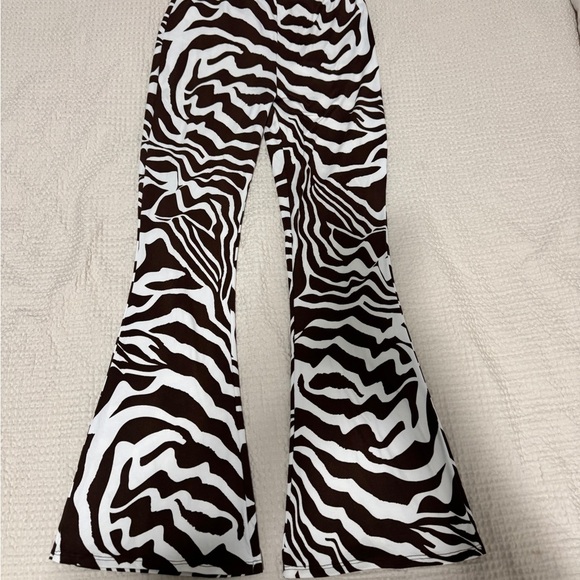 Urban Renewal Brown and White Zebra Flare Pants - Picture 3 of 6